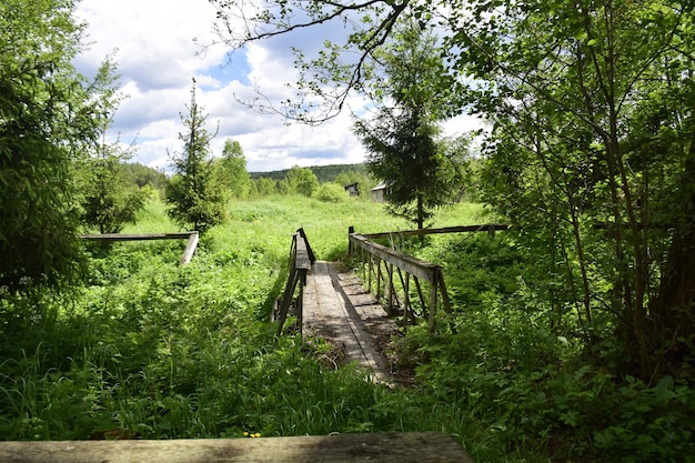 Stary drewniany most na rzece Uljanowsk Rosja