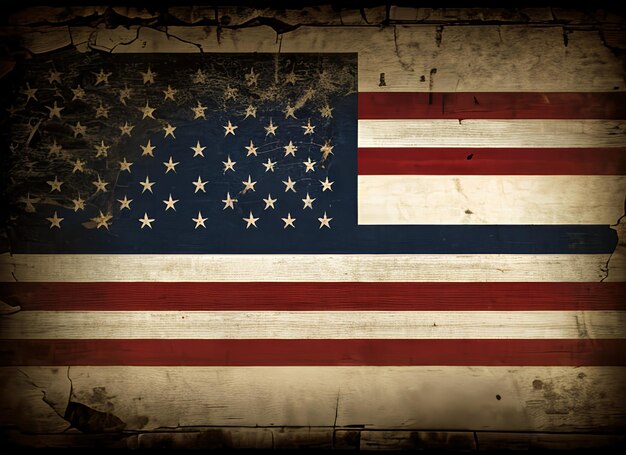 Stary grunge vintage wyblakłą amerykańską flagę USA