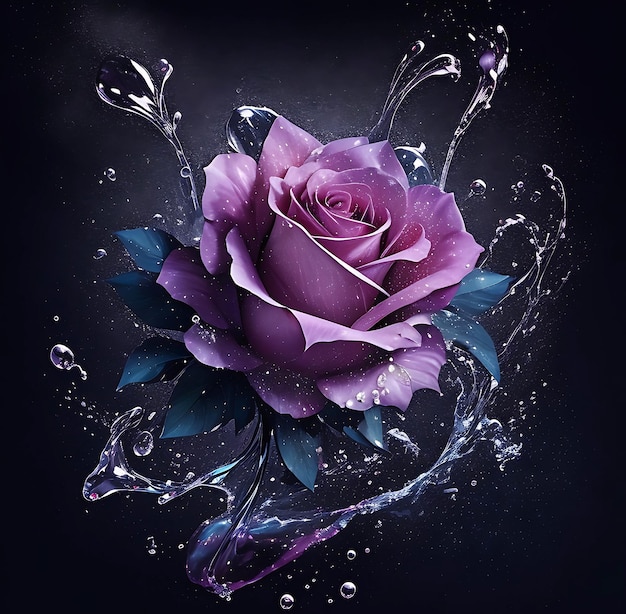 Stary Rose Flower splash arts ai generator