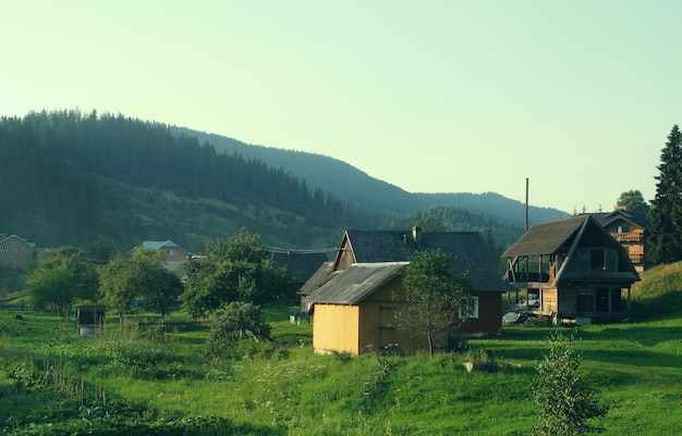 Stary Widok Wioski Rumuńskiej W Karpatach