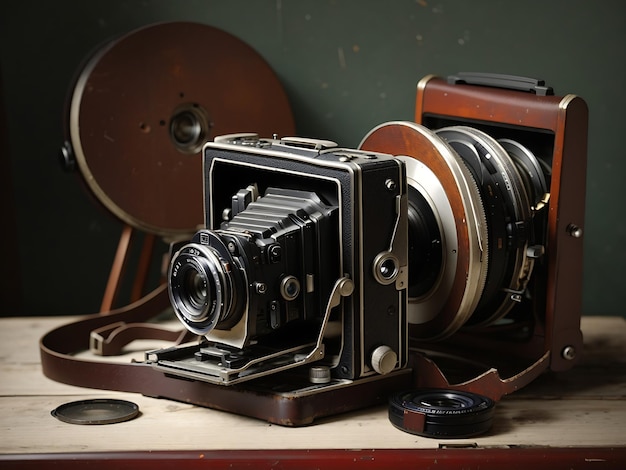 Stary zabytkowy aparat i rolka do zdjęć
