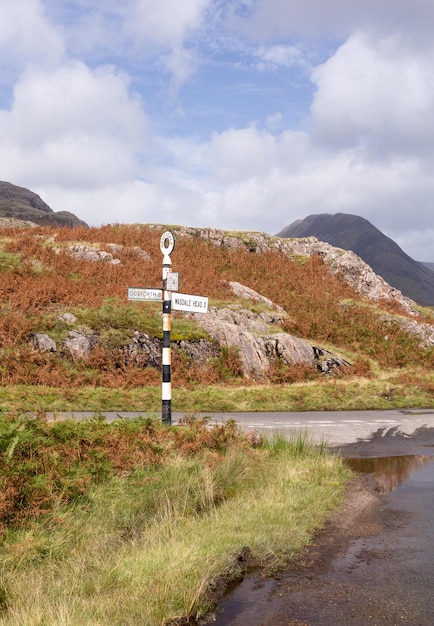 Stary znak drogowy w Wast Water w Wasdale