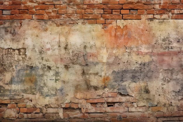 Starzejąca się i zużyta ściana z cegły o charakterze vintage