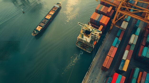 Statek przeznaczony do transportu kontenerów towarowych w dokach portu towarowego