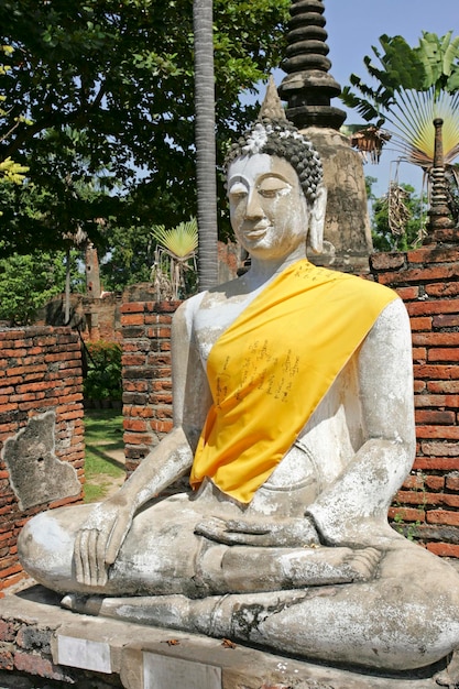 Statua Buddy Świątynia Ayutthaya Wat Yai Chaimongkol Tajlandia Siam Azja