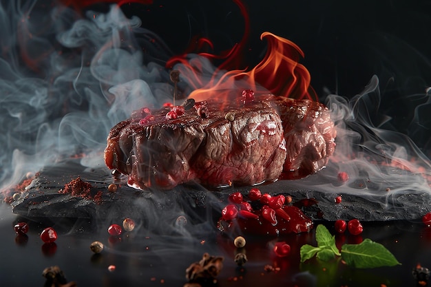 Zdjęcie steak gotowany na węglu