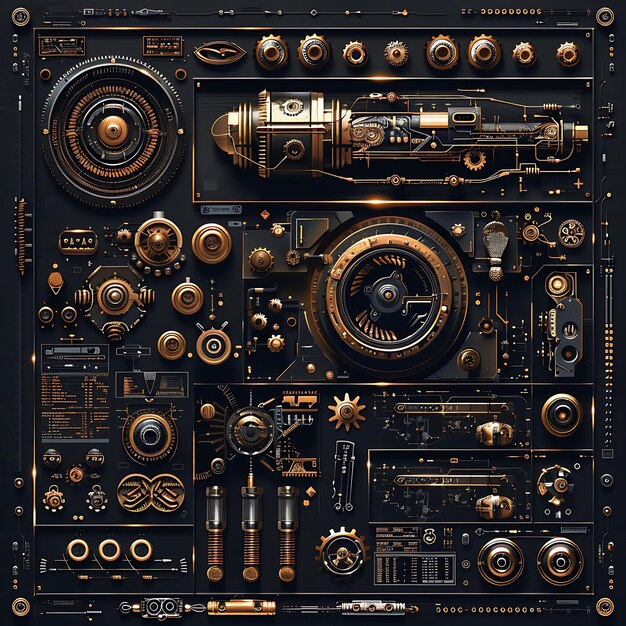 Zdjęcie steampunk machinery made with metallic and mechanical textur kreatywna kolekcja dekoracji tła