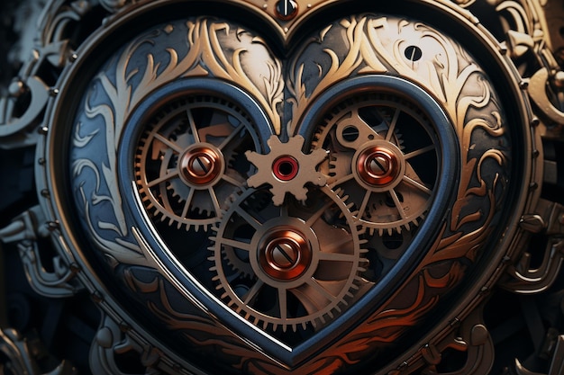 Zdjęcie steampunk przekładni łączące się w kształt serca 00104 00