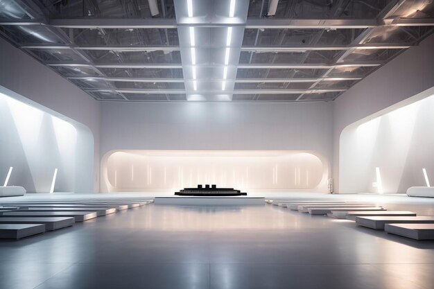 Steel Echoes Luminous Notes Crafting The Ambience Of A Vacant Futuristic Concert Spectacle