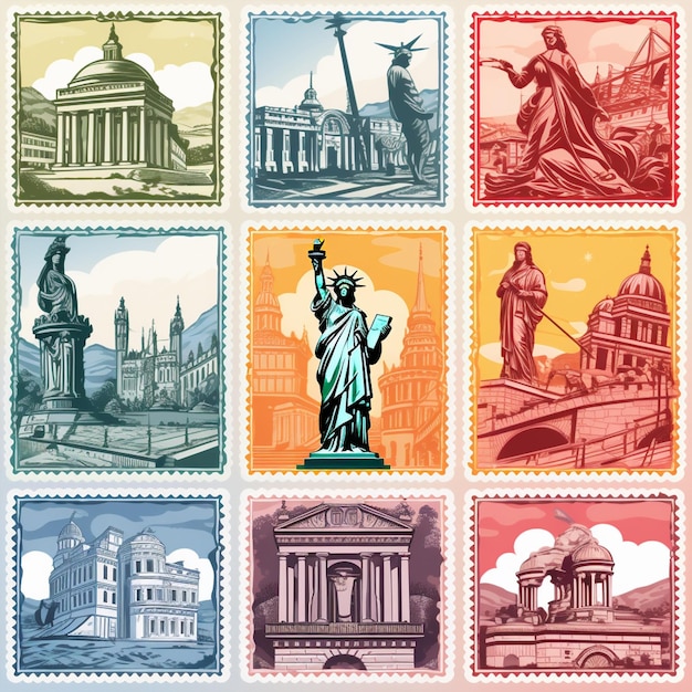 Stemplowanie w czasie Kalejdoskop znaczków kolekcjonerskich