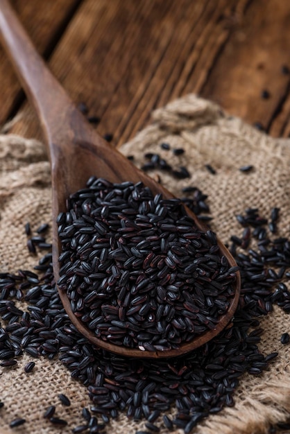 Zdjęcie sterta zbliżenie black rice strzał