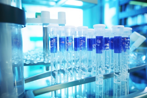 Sterylne środowisko laboratoryjne z probówkami zawierającymi próbki chorób rzadkich