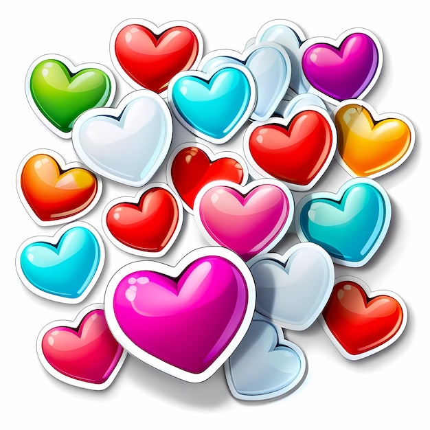 Stikery w kształcie serca 3d serca z różnymi wzorami w kształcie serce zestaw naklejki w stylu kreskówki