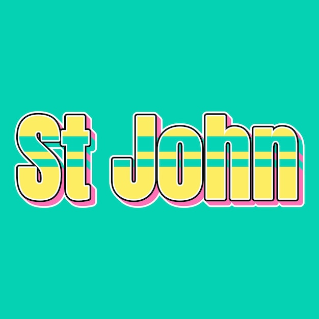 StJohn Typography Vintage 90s 3d design żółty różowy tekst tło zdjęcie jpg