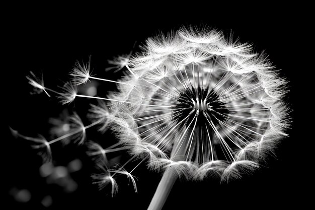 stock photo of Dandelion Taraxacum nasiona czarno-białe fotografie Wygenerowane AI