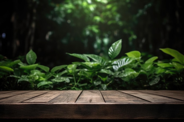 Stoisko reklamowe produktu wystawa drewniane podium na zielonym tle z liśćmi