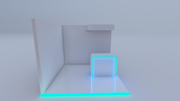 Zdjęcie stojak do renderowania 3d biały, a podłoga oświetlona izometrycznie