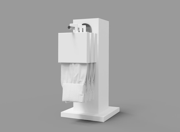 Stojak na białe skarpety makieta na białym tle skarpety do pakowania renderowania 3d