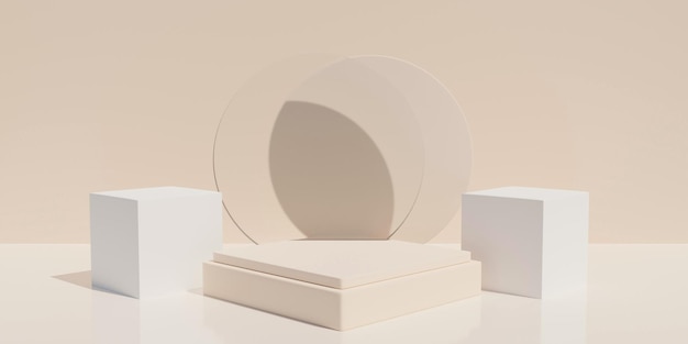 Zdjęcie stojak na podium do wyświetlania produktu na brązowym pastelowym tle renderowania 3d