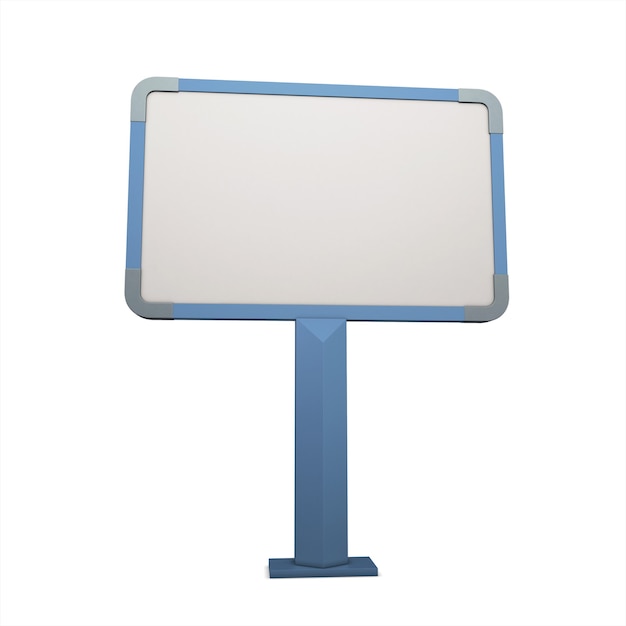Zdjęcie stojak reklamowy niebieski na białym tle. ilustracja renderowania 3d.