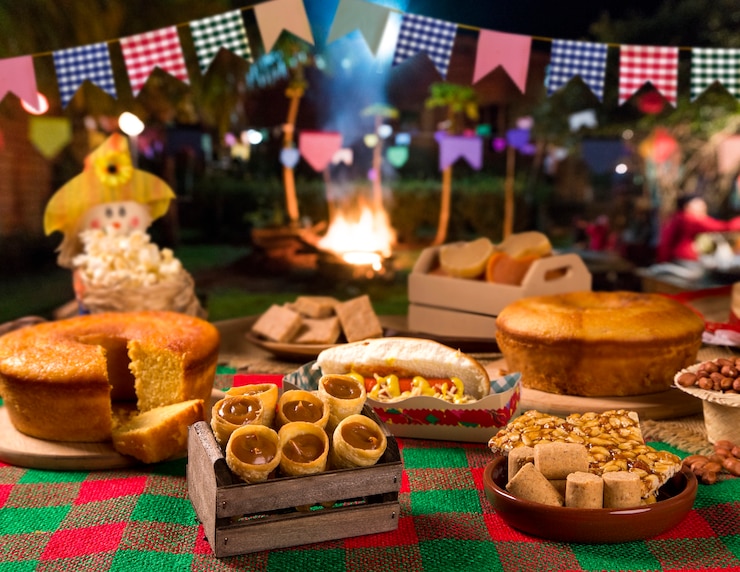 Zdjęcie stół brazylijskiej festa junina.