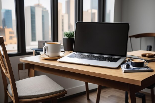 Stół fotograficzny z makietą laptopa