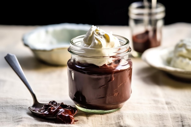 Stół kuchenny Hot Fudge profesjonalna fotografia kulinarna AI Generated