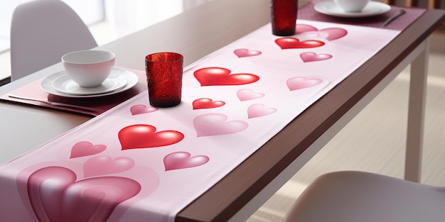 Stół na Walentynki Serce i świeca