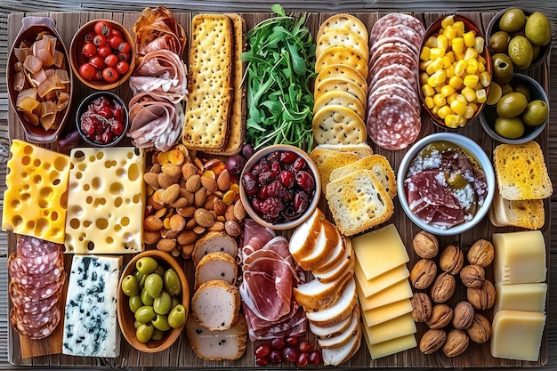 stół pełen różnych składników lub rodzajów żywności profesjonalna fotografia reklamowa żywności