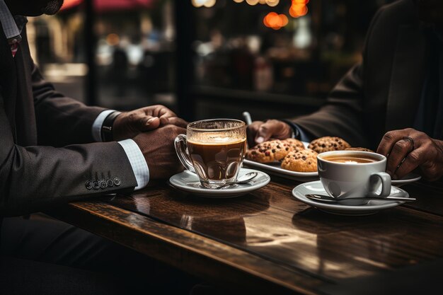 stół z kawą i herbatą dla negocjatorów w kawiarni Generative Ai