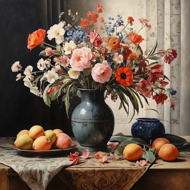 Stół z wazonem z kwiatami