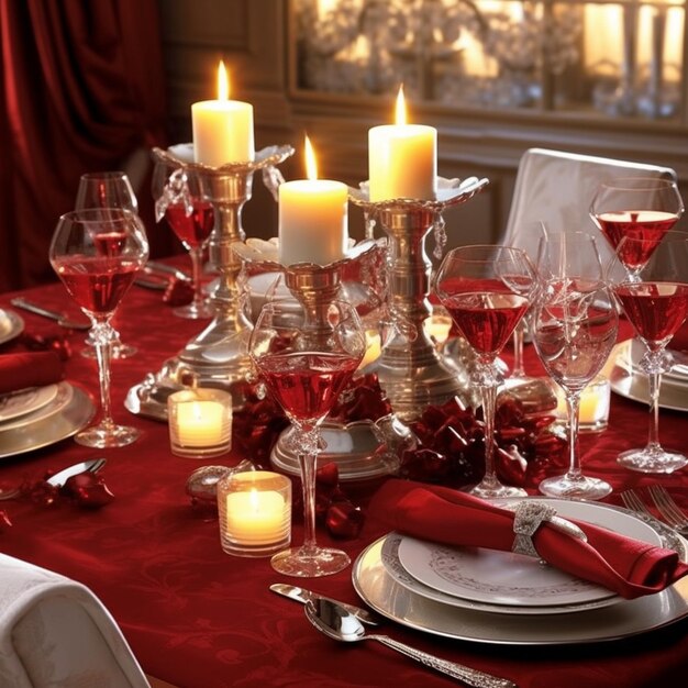 Stół z winem na obiad.