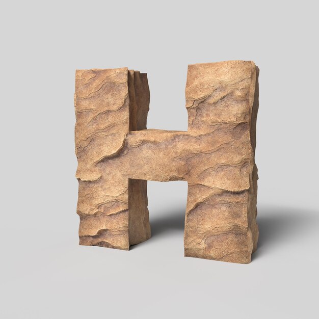 Stone Font Render 3D litery H Ilustracja 3D