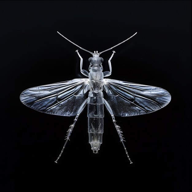 Stonefly z płaskim ciałem ukształtowanym z materiału olejowego przezroczysty W Background Art Y2K Glowing Concept