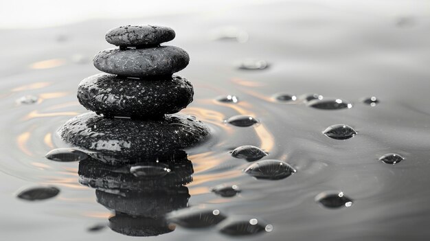 Zdjęcie stones carefully balanced in water