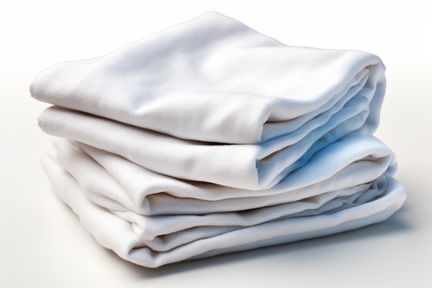 Stos białych czystych ręczników na białym tle Ścieżka wycięcia włączona