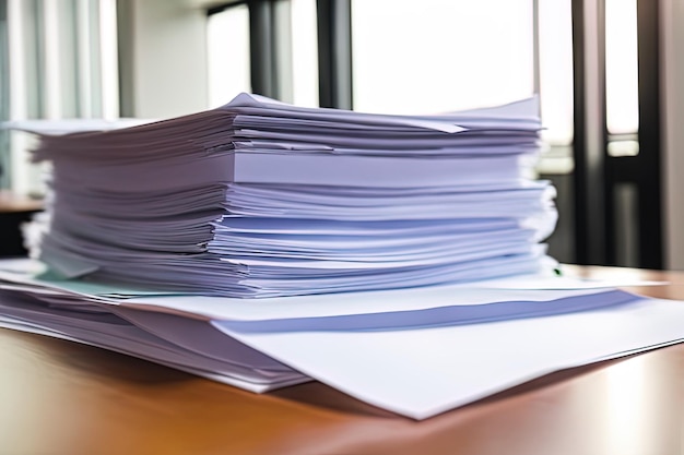 stos dokumentów papierowych na dokumencie papierowym i stos papieru na biurku w stosie papieru d