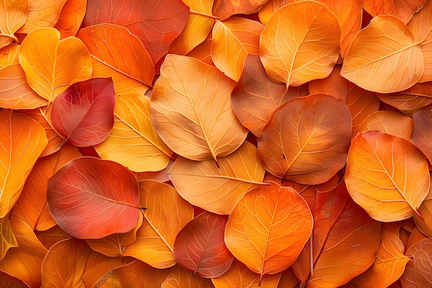 stos jesieniowych liści jest pokazany w kolorze czerwonym i pomarańczowym