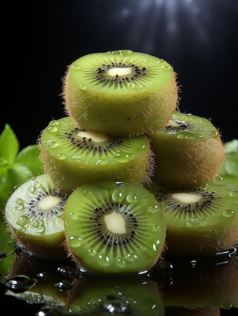 stos kiwi kiwi kiwi kiwi z czarnym tłem.