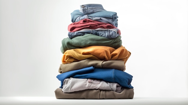 Stos kolorowych koszulek z napisem „t-shirt”.