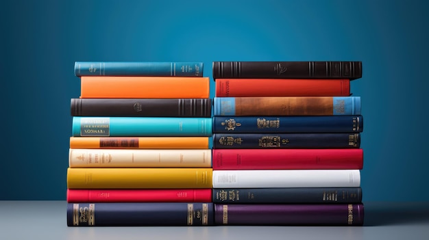 Stos kolorowych książek starannie ułożonych
