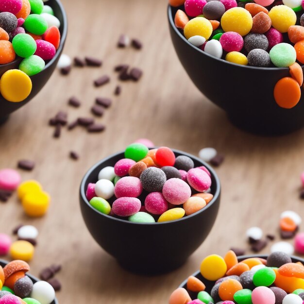 Stos kolorowych kulek cukierków