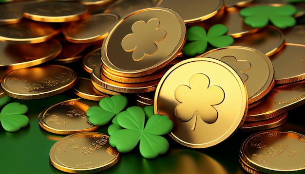 stos monet i koniczyny shamrocks stpatrick