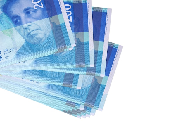Stos nowych izraelskich banknotów szeklowych
