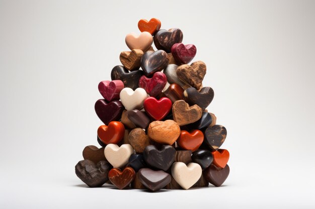Stos obiektów w kształcie prawdziwego serca imitujących emoji serca