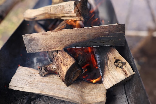 Stos posiekanych kłód drewna na ognisko
