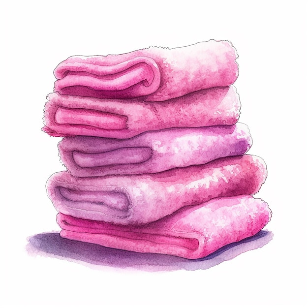 Stos różowych ręczników jest pokazany ze słowem różowy.