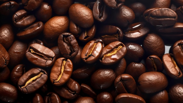 Stos ziaren kawy ze słowem kawa