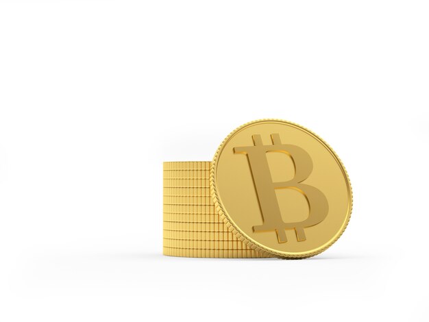 Stos złotych monet bitcoinowych