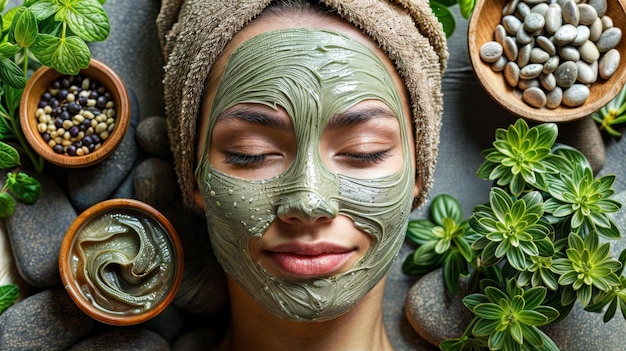 Stosowanie maski twarzy spa Piękno organiczna maska twarzy spa w salonie spa dziennym
